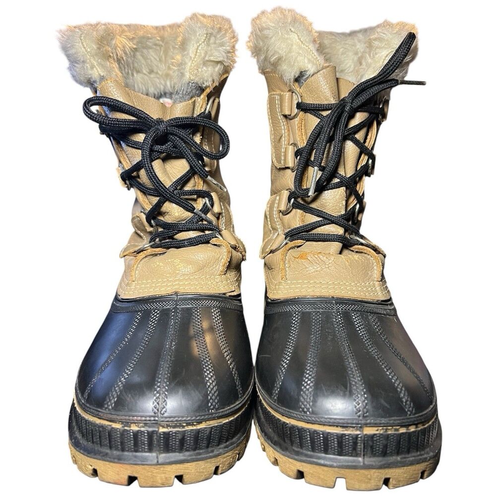 Sorel Kaufman Scout Tan/Brown/Black Lace-Up Waterproof Snow Boots Men’s Size 9